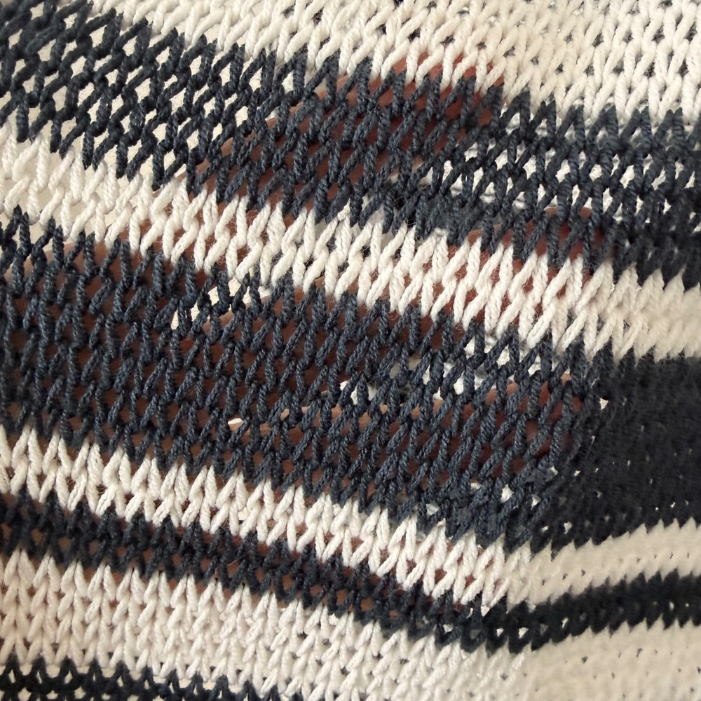 Wooden Ships Coastal Striped Beachy Open Front Cardigan Sweater M/L Navy Stripe‎ - Picture 5 of 12